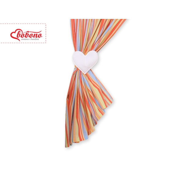 Baby Room Curtains- Hanging Hearts orange stripes