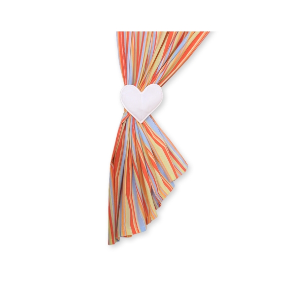 Baby Room Curtains- Hanging Hearts orange stripes