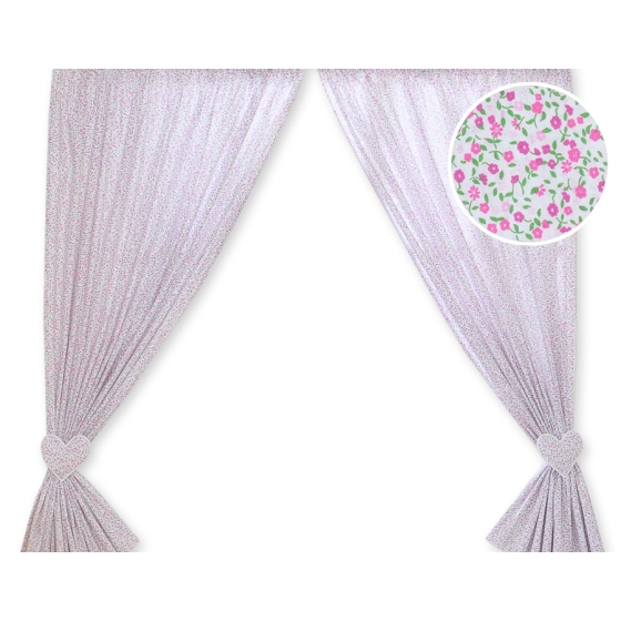 Baby Room Curtains- Hanging Hearts pink flowers