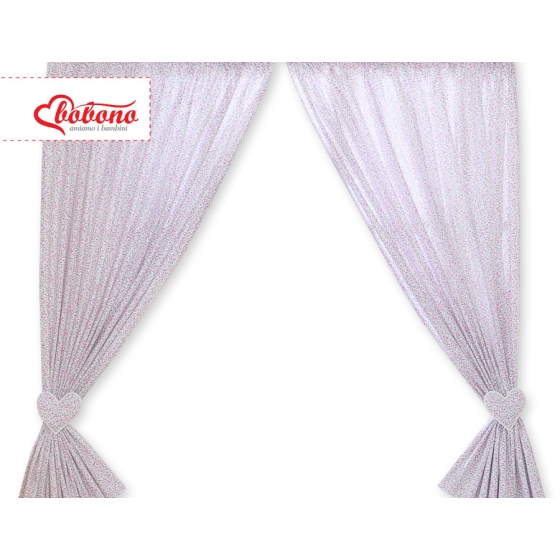 Baby Room Curtains- Hanging Hearts pink flowers
