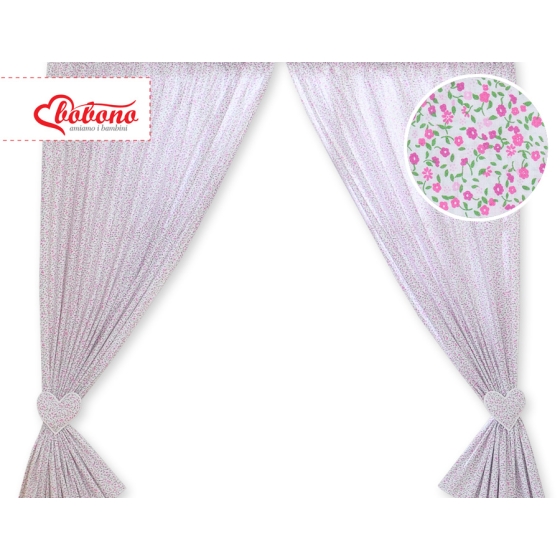 Baby Room Curtains- Hanging Hearts pink flowers