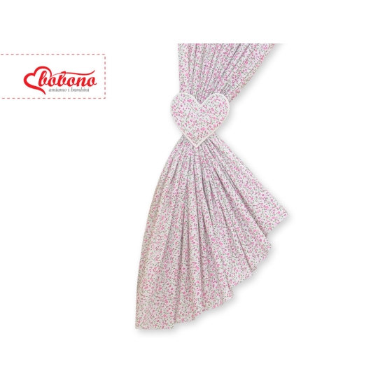 Baby Room Curtains- Hanging Hearts pink flowers
