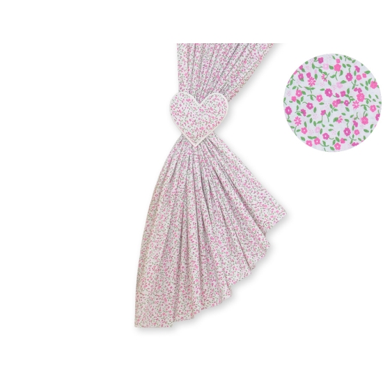 Baby Room Curtains- Hanging Hearts pink flowers