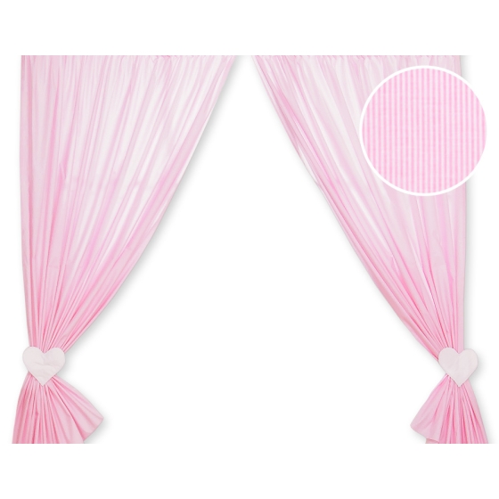 Baby Room Curtains- Hanging Hearts pink stripes