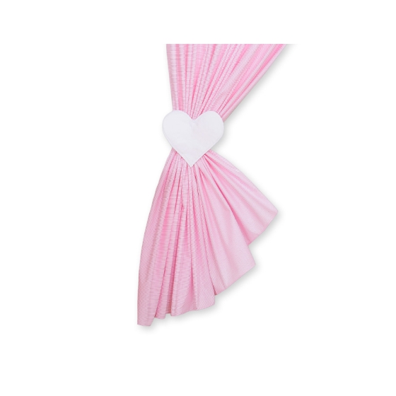 Baby Room Curtains- Hanging Hearts pink stripes