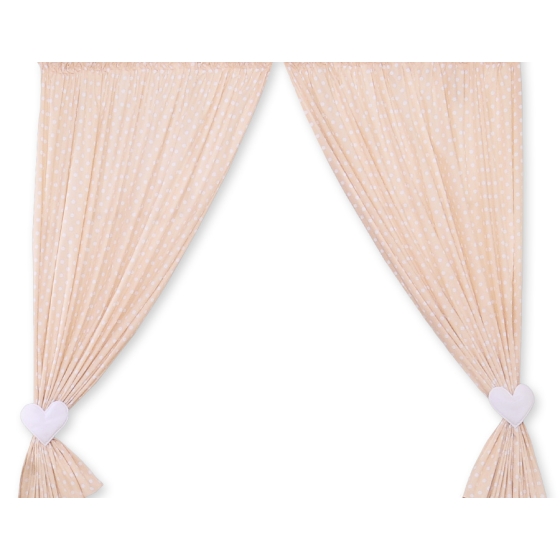 Baby Room Curtains- Hanging Hearts white dots on beige