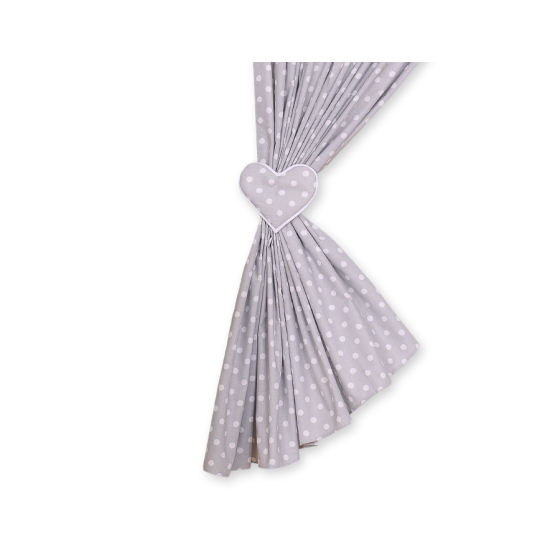 Baby Room Curtains- Hanging Hearts white dots on Gray