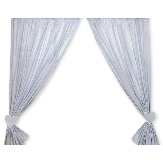 Baby Room Curtains- Hanging Hearts white dots on gray
