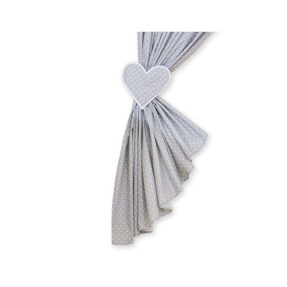 Baby Room Curtains- Hanging Hearts white dots on gray