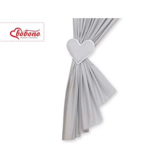 Baby Room Curtains- Hanging Hearts white dots on gray