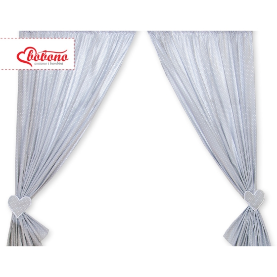 Baby Room Curtains- Hanging Hearts white dots on gray