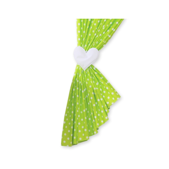 Baby Room Curtains- Hanging Hearts white dots on green