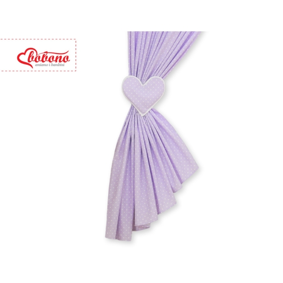 Baby Room Curtains- Hanging Hearts white polka dots on lilac