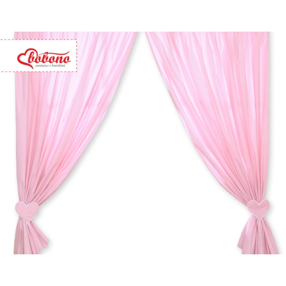 Baby Room Curtains- Hanging Hearts white polka dots on pink