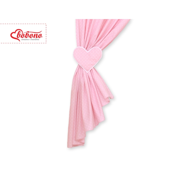 Baby Room Curtains- Hanging Hearts white polka dots on pink