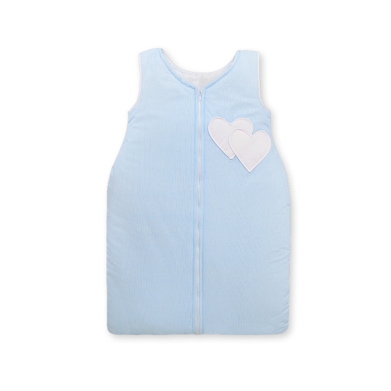 Baby Sleeping Bag- Hanging hearts blue stripes