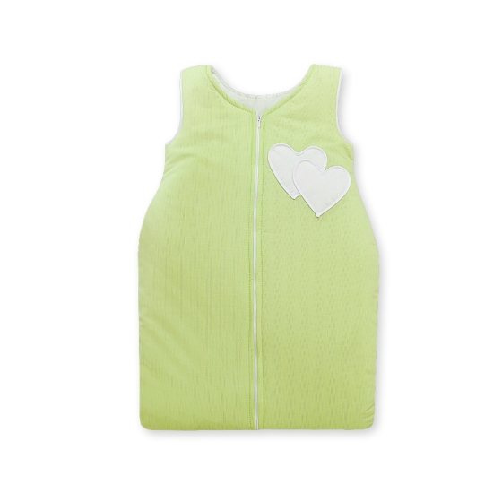 Baby Sleeping Bag- Hanging hearts green stripes