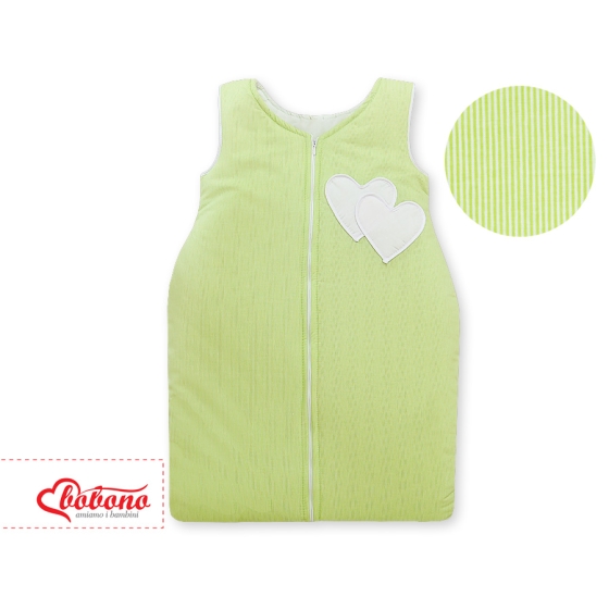 Baby Sleeping Bag- Hanging hearts green stripes