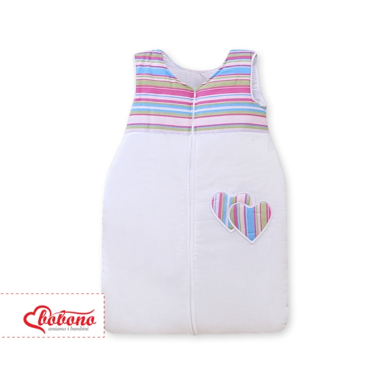 Baby Sleeping Bag- Hanging hearts lilac stripes