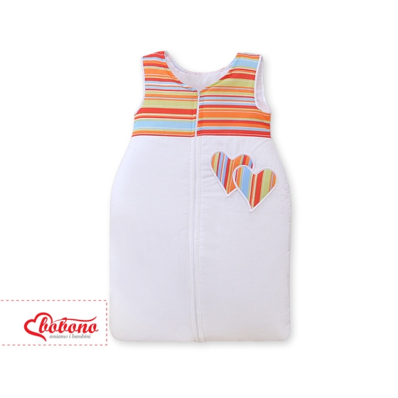 Baby Sleeping Bag- Hanging hearts orange stripes
