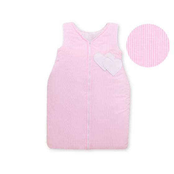 Baby Sleeping Bag- Hanging hearts pink stripes