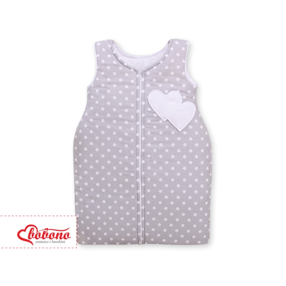Baby Sleeping Bag- Hanging hearts white dots on Gray