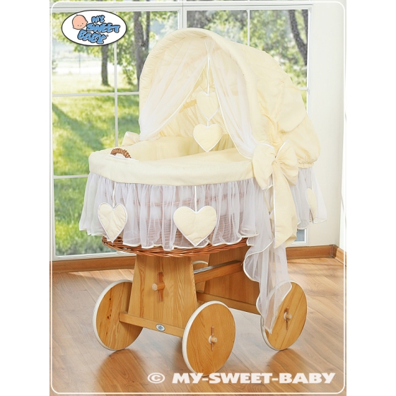 Baby Wicker Crib with Hood - Amelie Cream