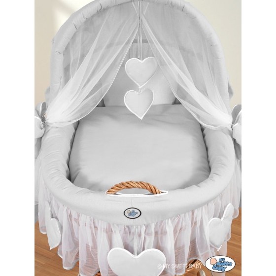 Baby Wicker Crib with Hood - Amelie gray