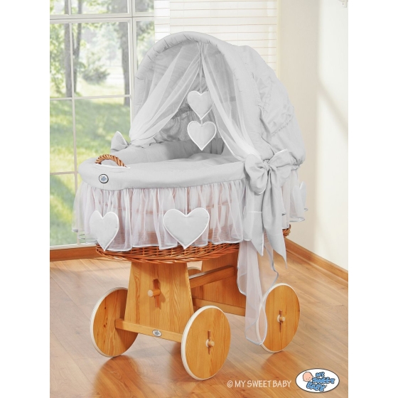 Baby Wicker Crib with Hood - Amelie gray
