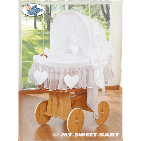 Baby Wicker Crib with Hood - Amelie white