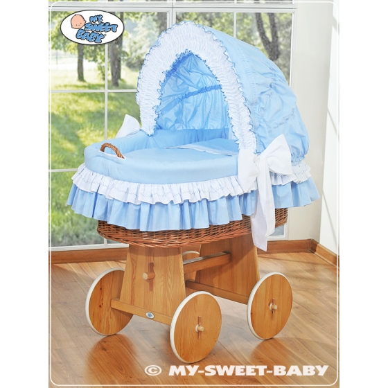Baby Wicker Crib with Hood - Bellamy blue