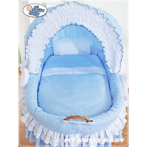Baby Wicker Crib with Hood - Bellamy blue