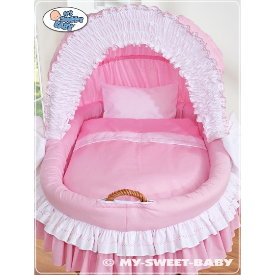 Baby Wicker Crib with Hood - Bellamy pink