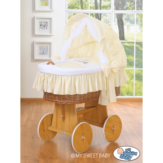 Baby Wicker Crib with Hood - Donkey Luca cream