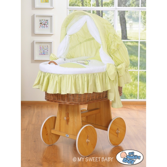 Baby Wicker Crib with Hood - Donkey Luca green