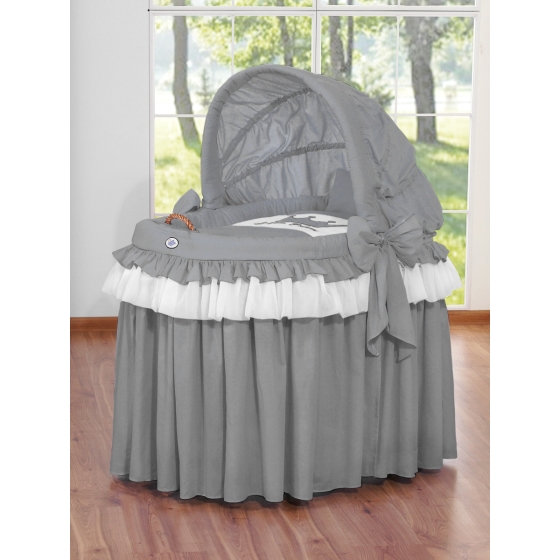Baby Wicker Crib with Hood - Little Prince/Princess anthracite