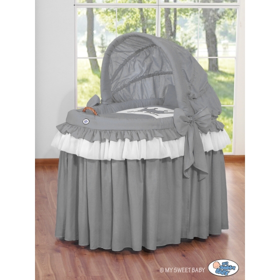 Baby Wicker Crib with Hood - Little Prince/Princess anthracite