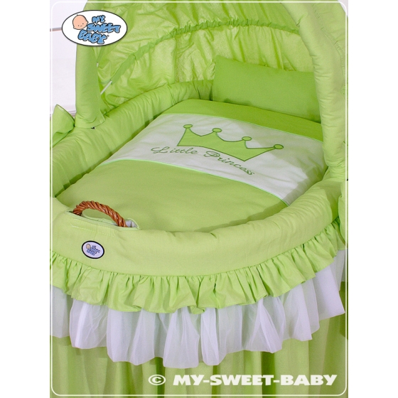 Baby Wicker Crib with Hood - Little Prince/Princess green