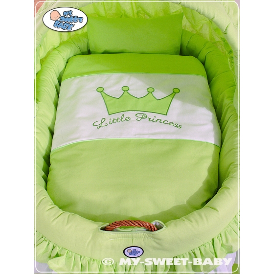 Baby Wicker Crib with Hood - Little Prince/Princess green