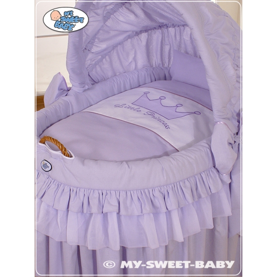 Baby Wicker Crib with Hood - Little Prince/Princess lilac
