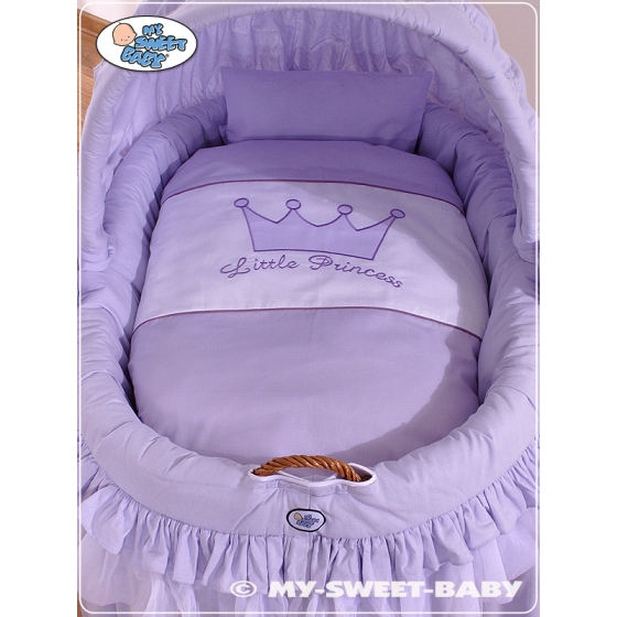Baby Wicker Crib with Hood - Little Prince/Princess lilac