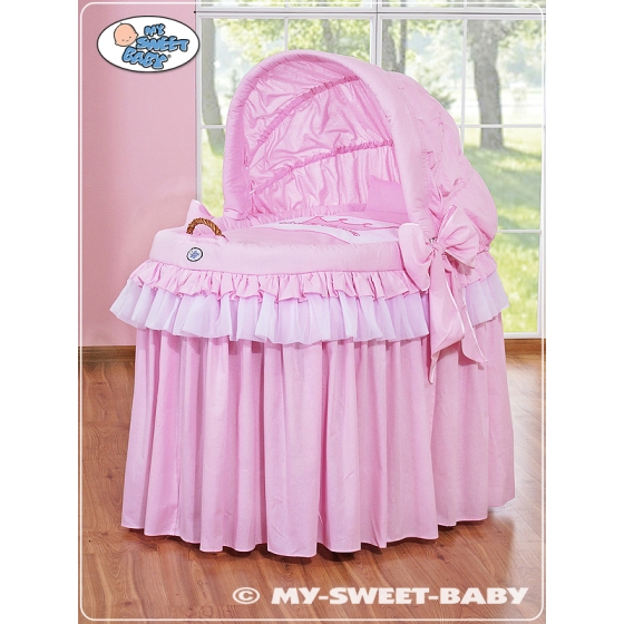 Baby Wicker Crib with Hood - Little Prince/Princess pink