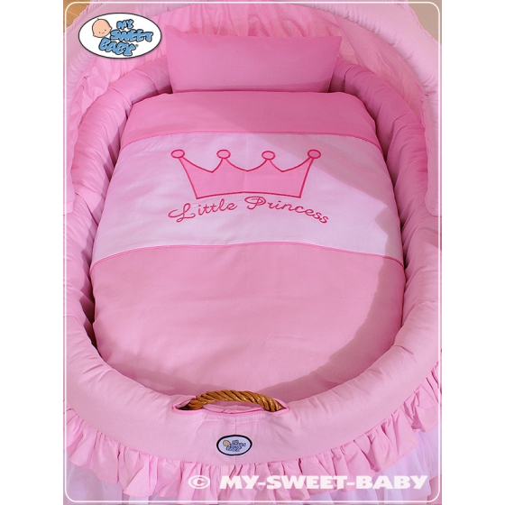 Baby Wicker Crib with Hood - Little Prince/Princess pink