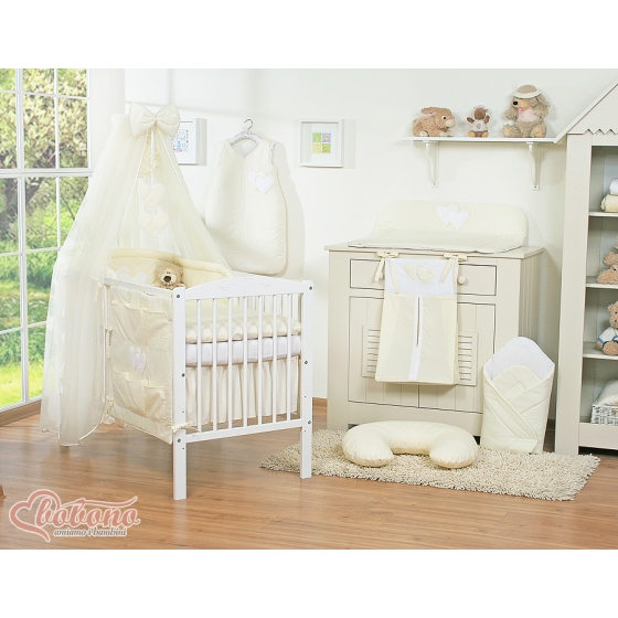 Babycot Mosquito-net made of chiffon- Hanging Hearts cream