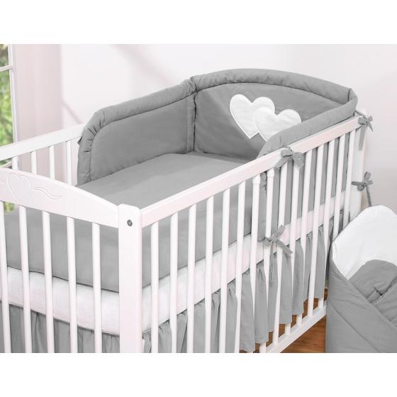Babycot Universal bumper- Hanging Hearts anthracite