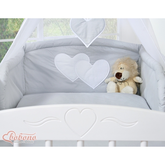 Babycot Universal bumper- Hanging Hearts Gray
