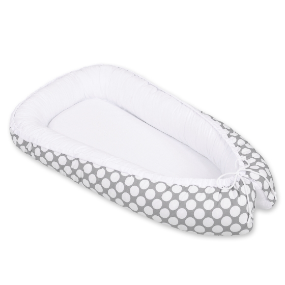 Babynest- Gray with white dots/white