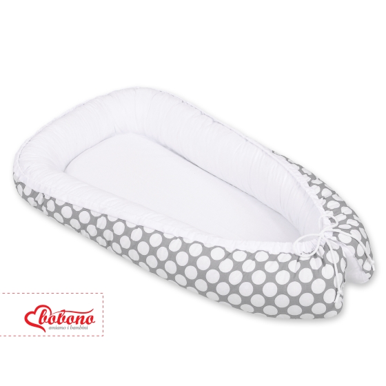 Babynest- Gray with white dots/white