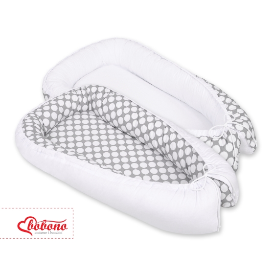 Babynest- Gray with white dots/white