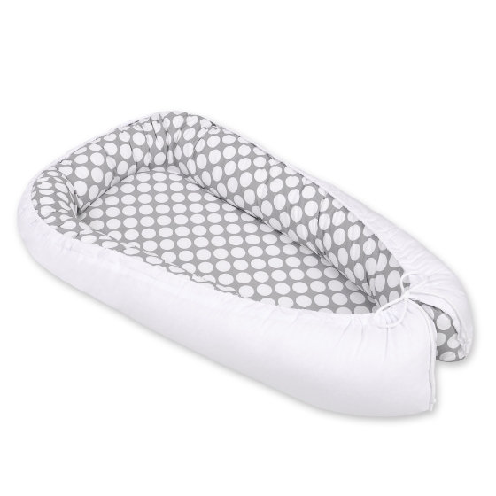 Babynest- Gray with white dots/white